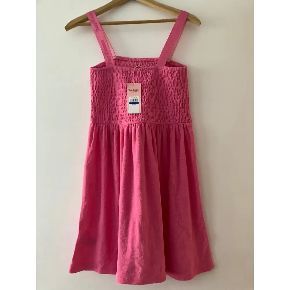 NWT Kids Juicy Couture Pink Terry Cloth Dress Sz XL
